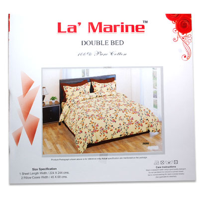 "DOUBLE COT BED SHEET WITH PILLOW COVERS - 820-001 - Click here to View more details about this Product